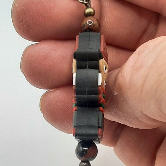 Freddy Kruger Silicone & Mahogany Obsidian Drop Earrings - Picture 3 of 3